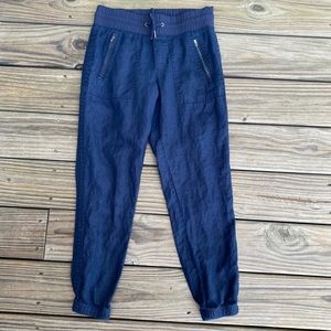 Athleta Linen Jogger Pull On Pant Zipper Pockets Navy